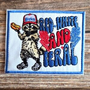 Raccoon Stay  Feral America USA American BBQ Funny Iron on Patch